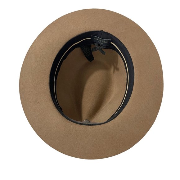 rag & bone Womens Large Cognac Brown Braided Leather Brass Band Wool Fedora Hat main image 11